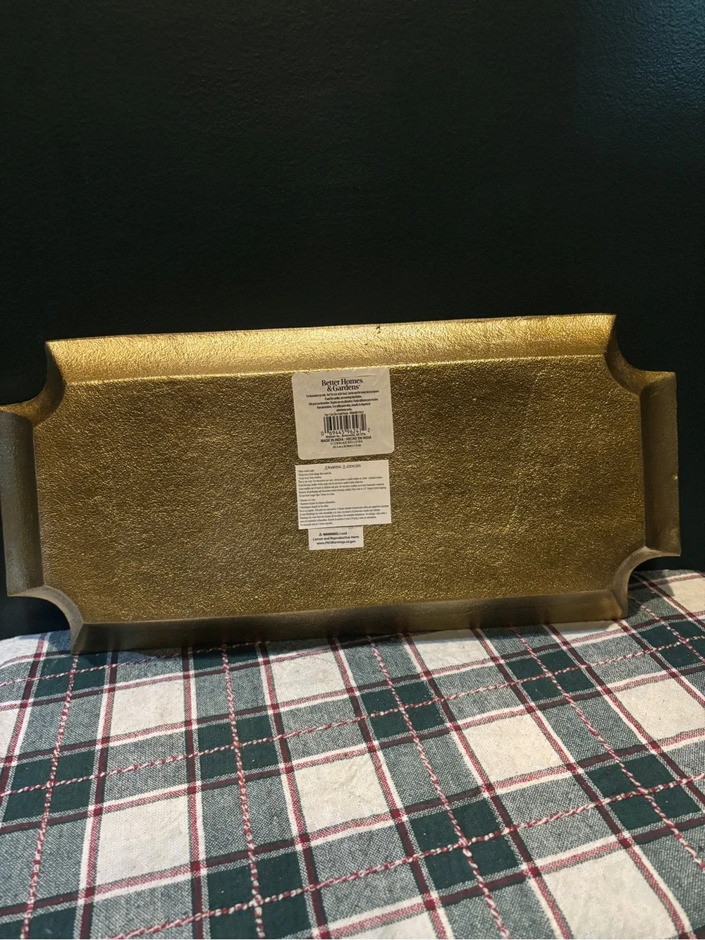 Gold Tone Solid Metal Decorative Tray - Elegant Home Bath Accent